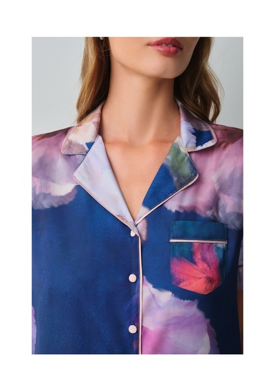 Suwen Floral Gömlek Yaka Pijama Takımı Wsh10510071377 Petrol Mavisi Suwen Floral Gömlek Yaka Pijama Takımı Wsh10510071377 Petrol Mavisi