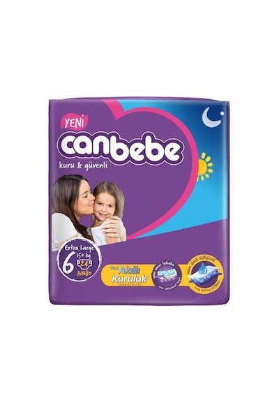 Canbebe Bebek Bezi Kilit Sistemli 6 Numara Xlarge 24 Adet