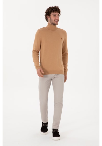 U.S. Polo Assn. Erkek Slim Fit Balıkçı Yaka Camel Melanj Basic Kazak 50288884-VR122 U.S. Polo Assn. Erkek Slim Fit Balıkçı Yaka Camel Melanj Basic Kazak 50288884-VR122