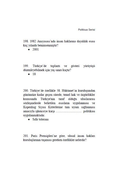 Politicus Insan Hakları Soru-Cevap Kaymakamlık Sınavı