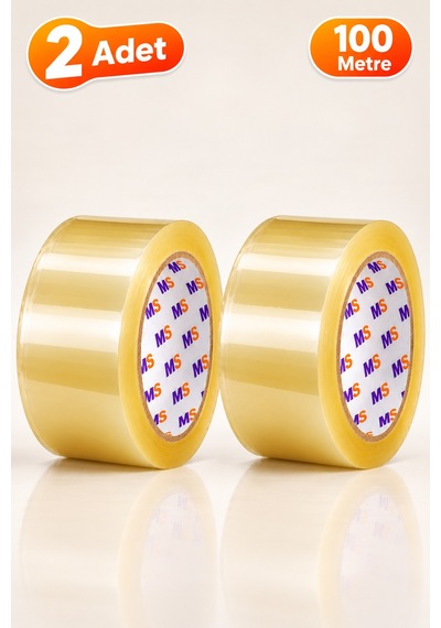 2 Adet Koli Bandı Şeffaf 45 Mm X 100 Metre Güçlü Yapışkanlı Paketleme Bantı Bantları Kopmayan