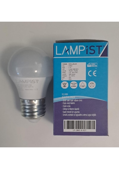 Lampist E27 Duy Top Led Ampul 5w 580 Lm Beyaz Işık 6500k G45