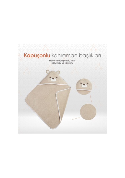 Gezenbebe Hero Kahraman Başlıklı Bebek & Çocuk Kurulama Havlusu Teddy 75x80 Cm 0 - 1 Yaş