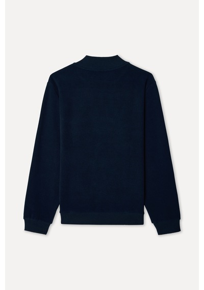 Mudo Erkek Erkek Lacivert Düğmeli Dik Yaka Sweatshirt 1272616
