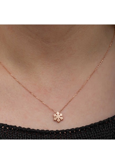 Minimalist Rose Gümüş Kar Tanesi Kolye Renkli