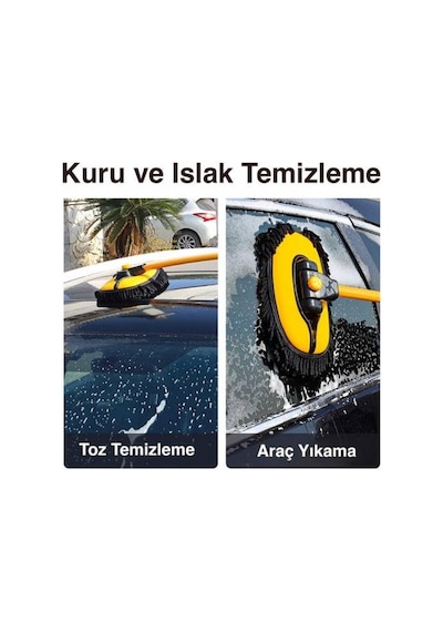 Polham Teleskopik Saplı Ayarlanabilir Kuru Islak Araç Yıkama Fırçası Oto Yıkama Paspası Yumuşak Bez