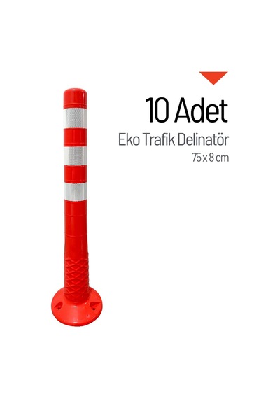 10 Adet Eko Trafik Delinatör 75 X 8 Cm Esnek Duba-4150