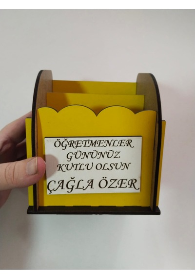Kalemlik 2 Adet Renkli Kişiye Özel İsim Yazılı 3 Mm Mdf