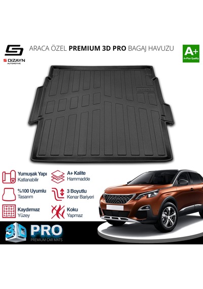 S-dizayn Peugeot 3008 3d Pro Bagaj Havuzu Üst Bagaj 2016-2023 A+ Kalite