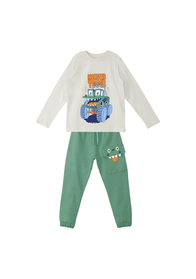 Denokids Canavar Kamyon Erkek Çocuk Cep Detaylı T-shirt Pantolon Takım