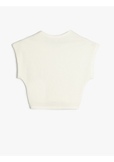 Koton Bisiklet Yaka Kolsuz Modal Karışımlı Slim Fit Crop Tişört Ekru 5sal10053ık Ekru