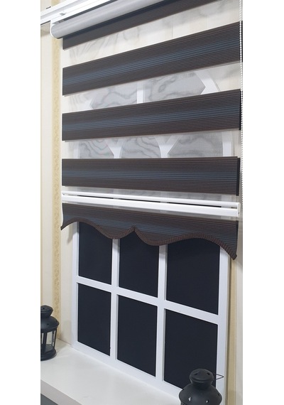 Pliseli Zebra Stor Kahverengi Renk Geçişli Etek Dilimli St 023 Kahverengi
