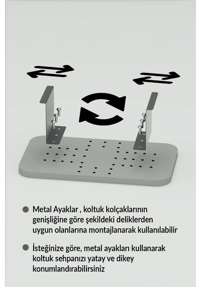 Odera Atlantik Çam Ayarlanabilir C Sehpa Koltuk Kenarı Yan Sehpa Metal Aparatlı Modern Servis Sehpası Diğer
