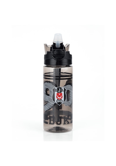 Beşiktaş Lisanslı 500ml Pipetli Kilitli Kapaklı Siyah Matara - Orijinal Bjk Taraftar Suluk Siyah - Beyaz