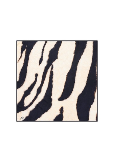 90x90 Aker Polyester Tivil Eşarp Beyaz-siyah Beyaz-siyah
