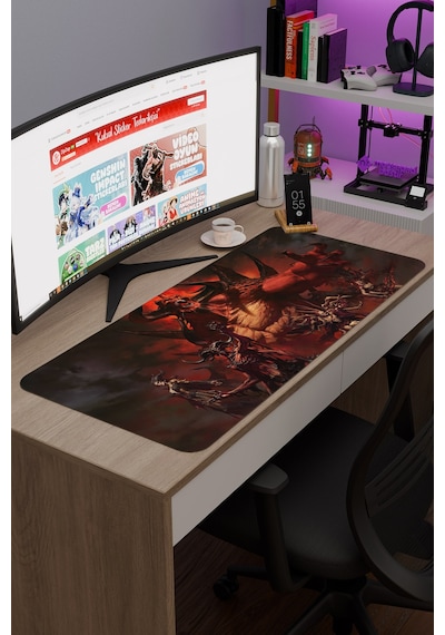 Diablo Kaymaz Dikişli Kauçuk Oyuncu Mousepad V1 - 90x40 Xxl Gaming Mouse Pad Fare Altlığı