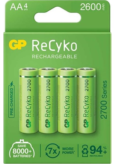 Gp Recyko Aa 2600 Mah Şarjlı 4'lü Pil Gp270aahce-2eb4 Gprhc272e001