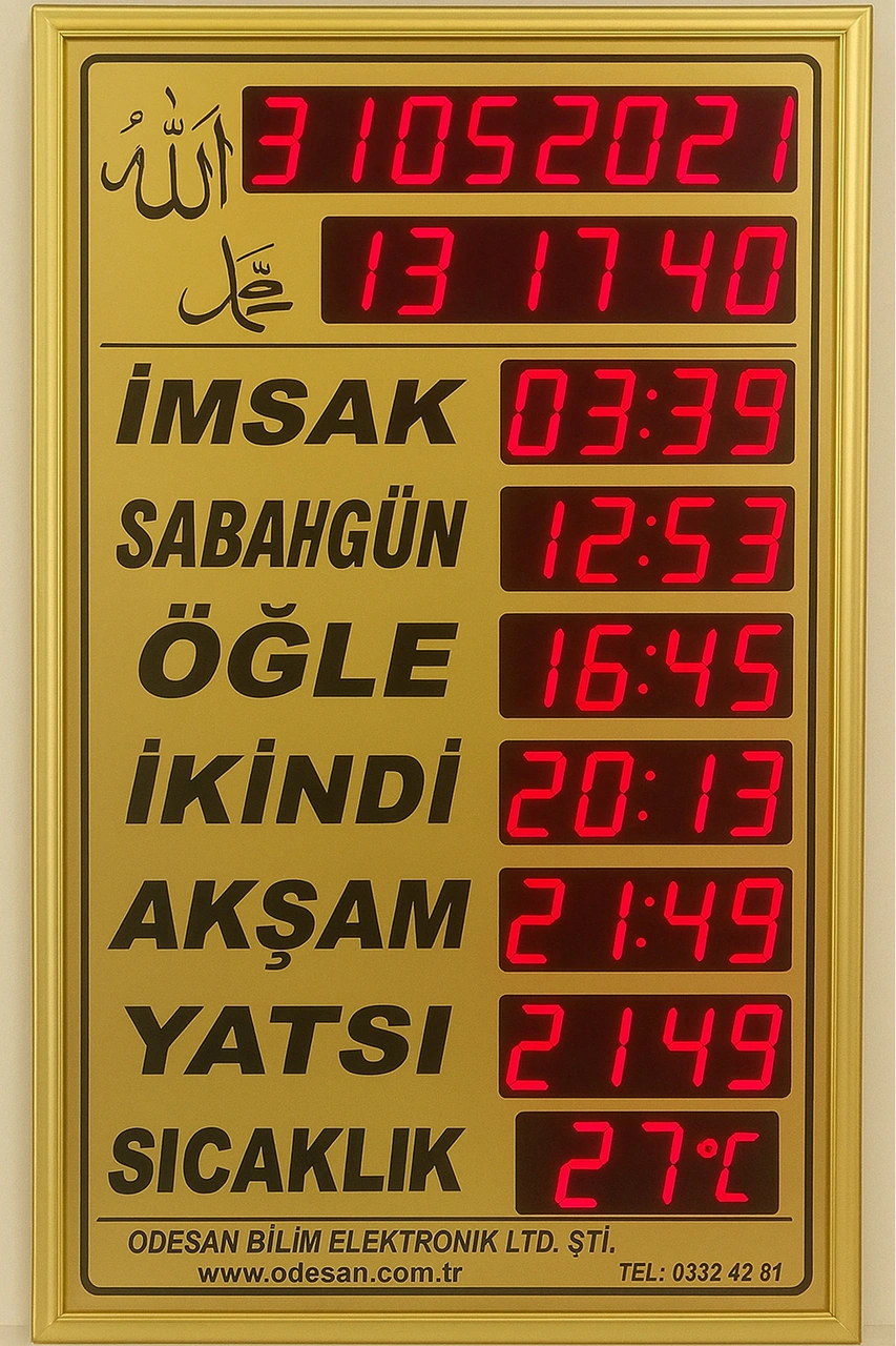 Dijital Vakitmatik Imsakiye Cami Tipi Namaz Saati