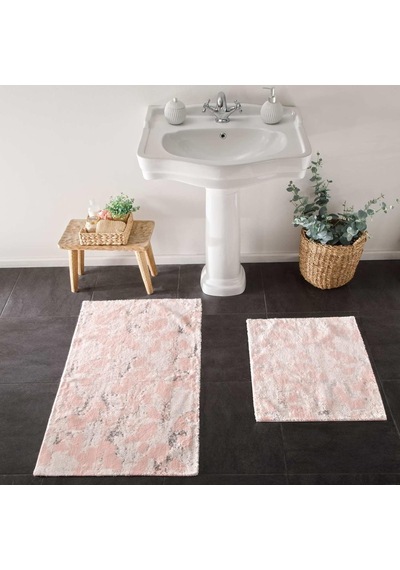Taç Flower Desenli Pamuk Paspas Seti, Pudra, 50x60 Cm - 60x100 Cm Sku: Zeus8690010207951 11ypycoco