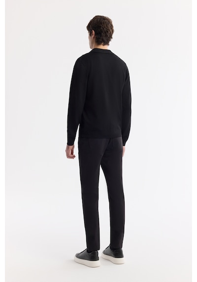 Avva Erkek Siyah Polo Yaka Düğmeli Rayon Tüylenmeyen Triko Regular Fit Hırka A51y5008