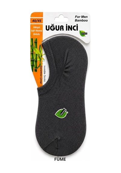 Uğur İnci Erkek Bambu Babet Çorap Dikişsiz Yumuşak 6'lı Paket Füme