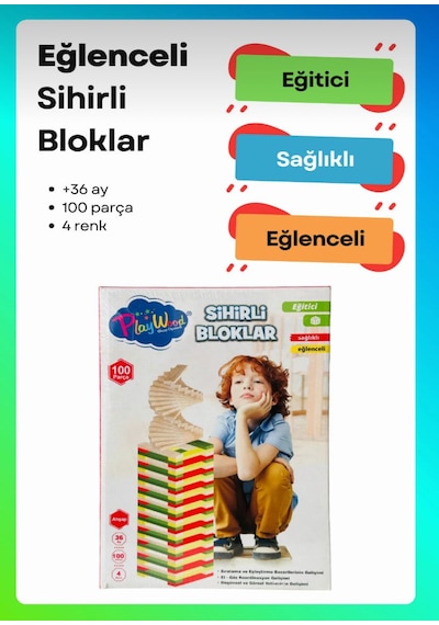 Sihirli Bloklar I Eğitici 100'lü Ve 4 Renkli Tahta Bloklar