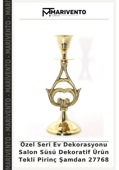 Özel Seri Ev Dekorasyonu Salon Süsü Dekoratif Ürün Tekli Pirinç Şamdan 27768 Çok Renkli