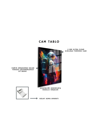 Space/uzay Yapay Zeka Özel Tasarım Cam Tablo Ofis, Mutfak Çocuk Odası, Salon 106