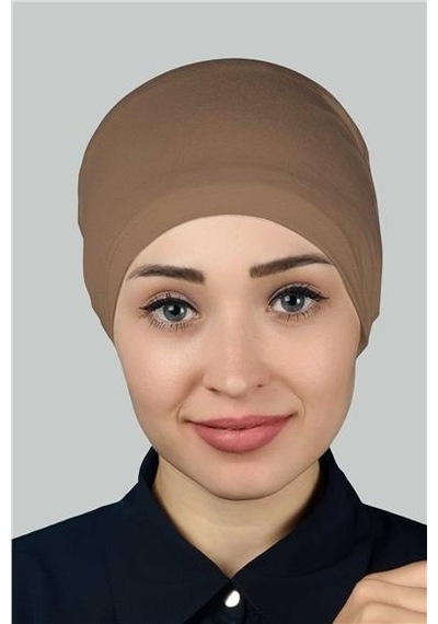 Altobeh Hazır Pratik Geçmeli Lastikli Tesettür Bone Toprak