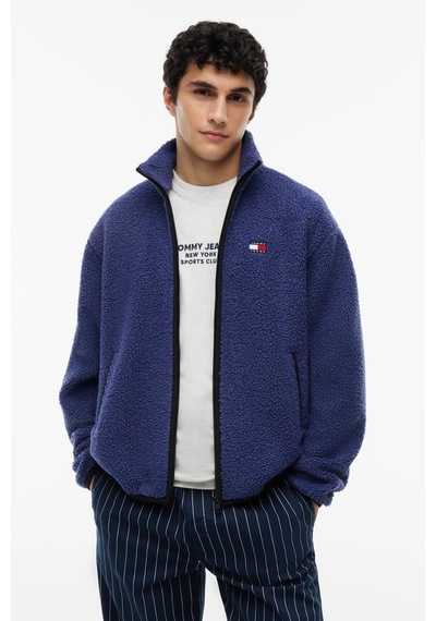 Tommy Hilfiger Tjm Rlx Badge Zıp-thru Teddy Ext Erkek Mavi Sweatshirt - Dm0dm22345