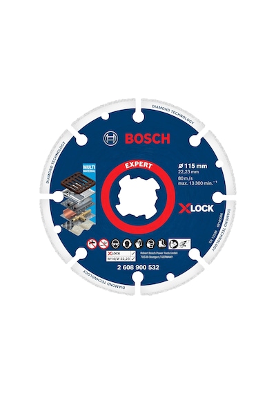 1x Expert Diamond Metal Wheel X-lock Kesme Diski 115 Mm Dökme Demir, Paslanmaz Çelik, Çelik, D