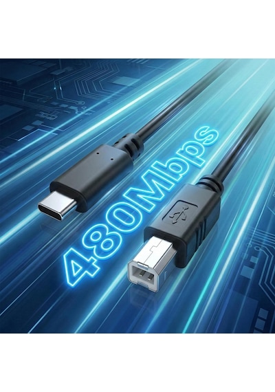 Type-c To Usb-b Yazıcı Tarayıcı Printer Kablosu 1.5 Metre - Pc Ve Laptop İle Yazıcı Ara Bağlantı Data Kablosu - Usb 2.0 Hızlı Ve Stabil Yazdırma - Kolay Kullanım - Usb-c Printer Kablosu