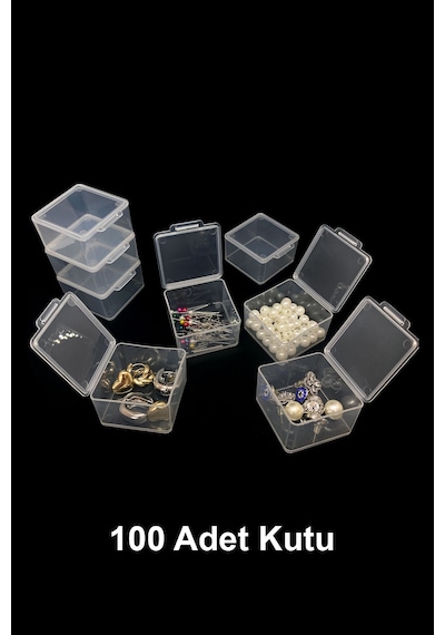 Plastik Şeffaf Küçük Kutu 4.5 x 4.5 x 2.5 CM 100 Adet Şeffaf