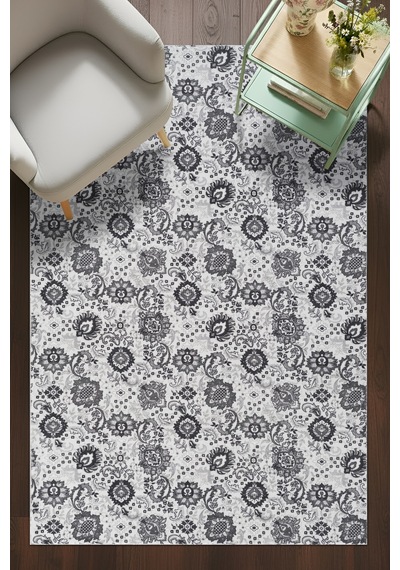 Villadia Home Textile Kaymaz Taban Modern Desen Halı Yolluk Leke Tutmaz Kolay Temizlenir Koridor Salon Yatak Mutfak Odası Vd4033gri Gri