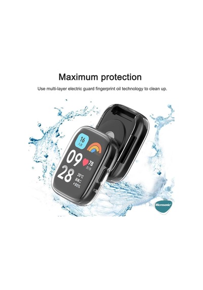 Xiaomi Redmi Watch 3 Active İçin Kılıf 360 Full Round Soft Silicone Şeffaf Redmi Watch 3 Active İle Uyumlu Kılıf - Şeffaf Çok Renkli