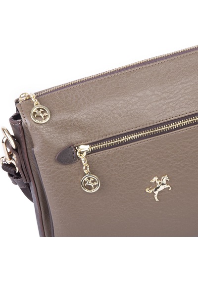Nas Bag Kadın Çapraz Çanta Kalın Ayarlanabilir Askılı Çanta En: 26 Cm, Boy: 22 Cm Vizon Kahve Victoria