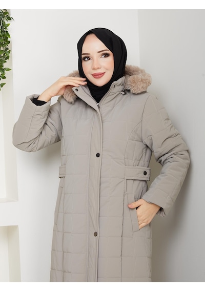 Eslemnur Nova Kumaş Şişme Mont 135cm Vizon