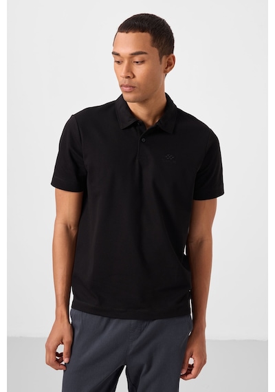 Tommylife Tommy Life Siyah Basic Logolu Standart Kalıp Triko Polo Yaka Erkek T-shirt - 87748 Siyah