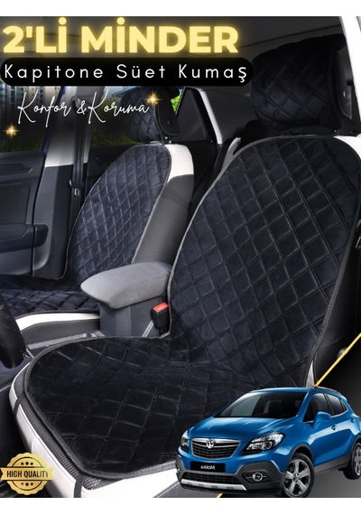Opel Mokka Uyumlu 2'li Süet Oto Koltuk Minderi Terletmez Universal Tam Koruma A2 Siyah
