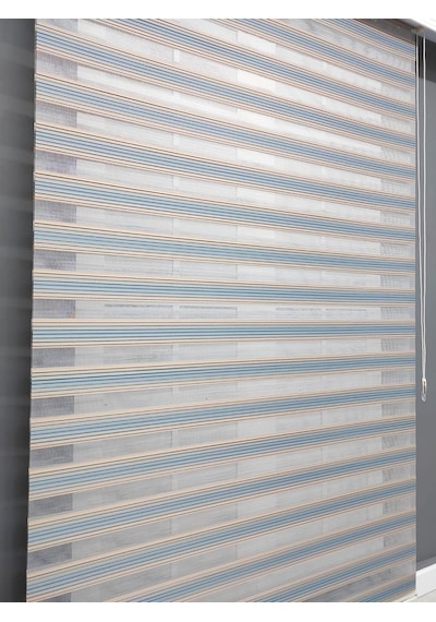 Mavi Bej Geçişli Zebra Stor 200x150 Çok Renkli