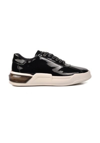 19197 Siyah Rugan Beyaz Hakiki Deri Erkek Sneaker 001