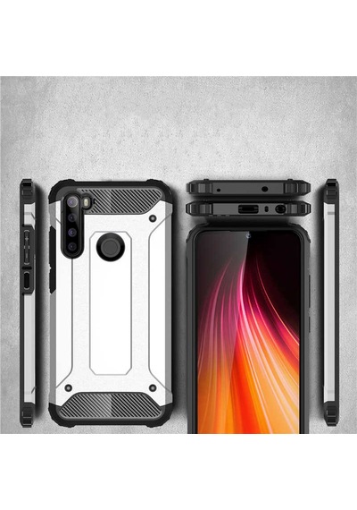 Noktaks - Redmi Note 8 Uyumlu - Kılıf Çift Katman Zırh Tank Crash Military Kapak - Mavi Mavi