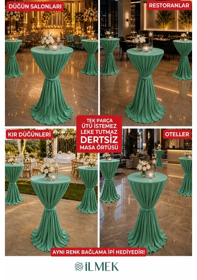 Dertsiz Bağlamalı Bistro Masa Örtüsü - Düğün Davet Organizasyon Otel Restoran Kokteyl Masa Örtüsü Zümrüt Zümrüt Dertsiz Bağlamalı Bistro Masa Örtüsü - Düğün Davet Organizasyon Otel Restoran Kokteyl Masa Örtüsü Zümrüt Zümrüt