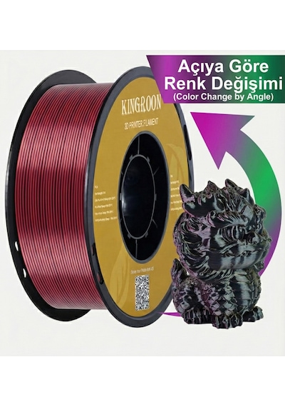 Üç Renkli Silk Pla Filament Altın-fuşya-siyah Canlı Parlak Renk Geçişi 1.75mm 1kg