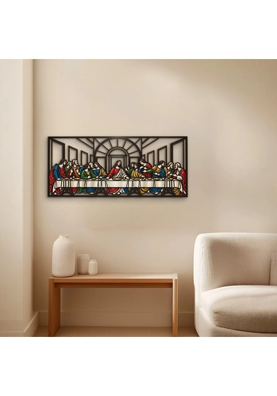 Lazer Kesim Son Akşam Yemeği - Metal Tablo - Dec0195 150 X 65 Cm Çok Renkli