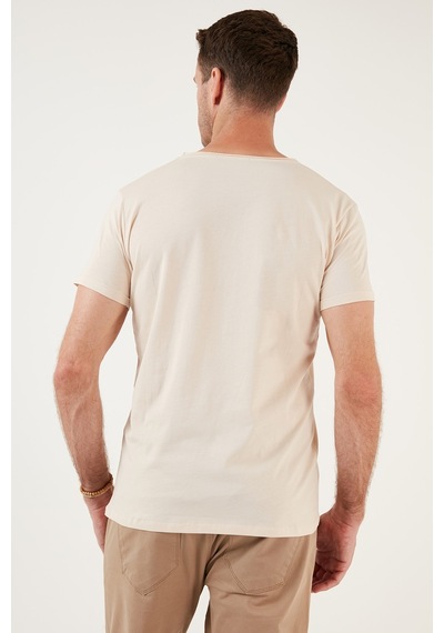Buratti Pamuklu Slim Fit V Yaka Basic Erkek T Shirt 5412001 Bej