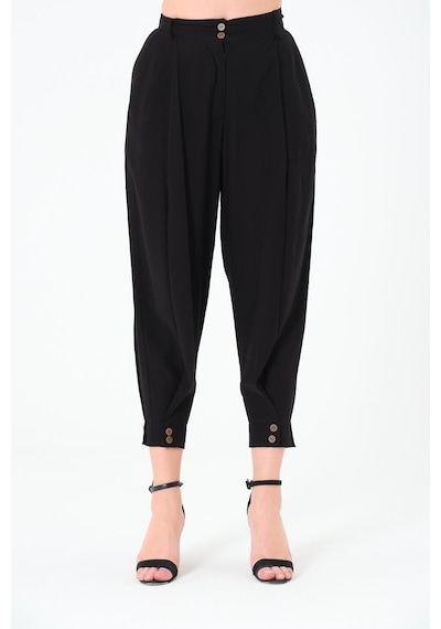 Sortie Collection Paça Düğmeli Pantolon Siyah