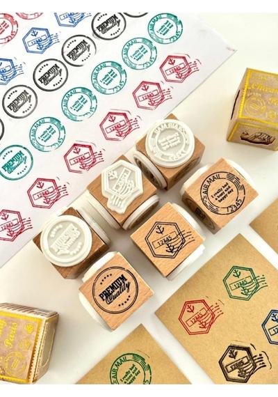 Charming Paris 3 Farklı Posta Ve Premium Damga Desenli Ahşap Küp Mühür/kaşe/kitap Mührü/stamp/seal Diğer