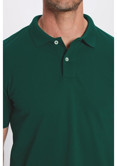 Tudors Erkek Slim Fit Dar Kesim %100 Pamuk Yeşil Polo Yaka Tişört-32778 Yeşil