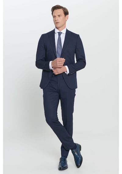 AC&Co / Altınyıldız Classics ERKEK LACI Ekstra Slim Fit Dar Kesim Kırlangıç Yaka Takım Elbise Lacivert